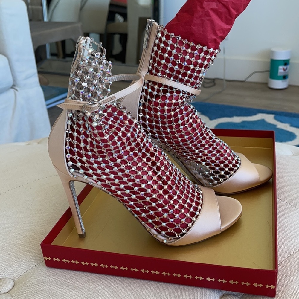 Rene caovilla galaxua nude satin heels